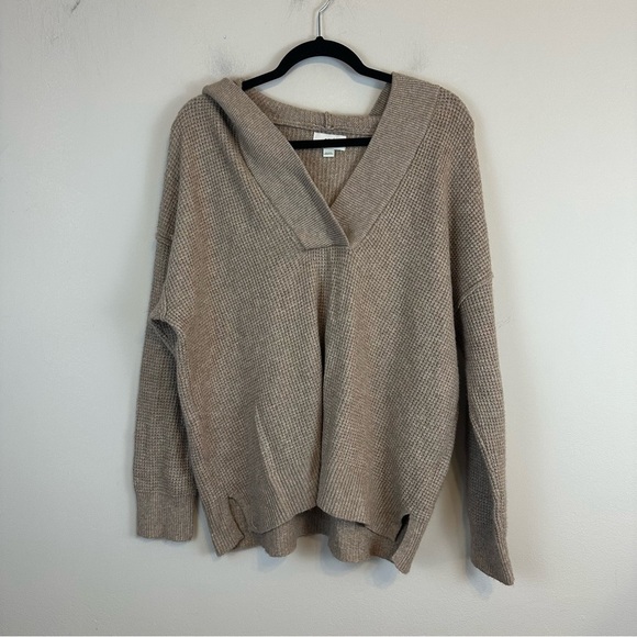 aerie Sweaters - Aerie | Brown Waffle Knit Hooded Sweater Size Small